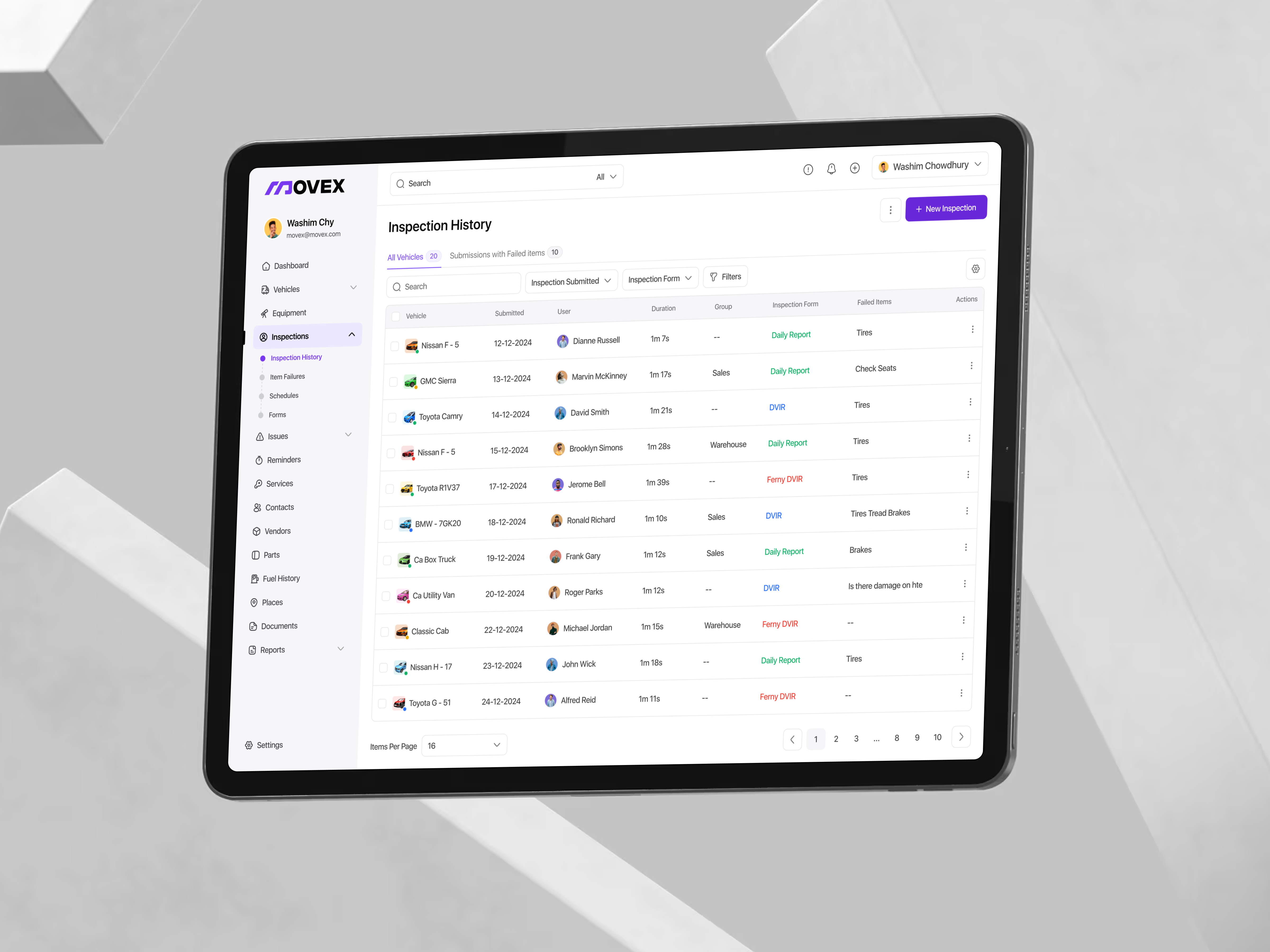 Fleet Inspection Dashboard | Movex