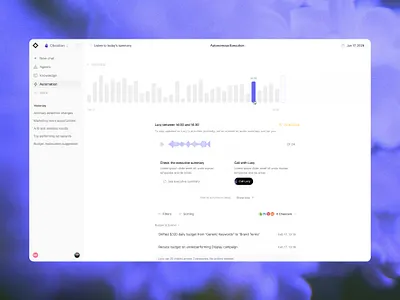 AI Agent Daily Summary Page Design agent day agent detail agent summary agentic ai ai ai agent ai summary automation autonomous autonomous execution executive summary summary voice