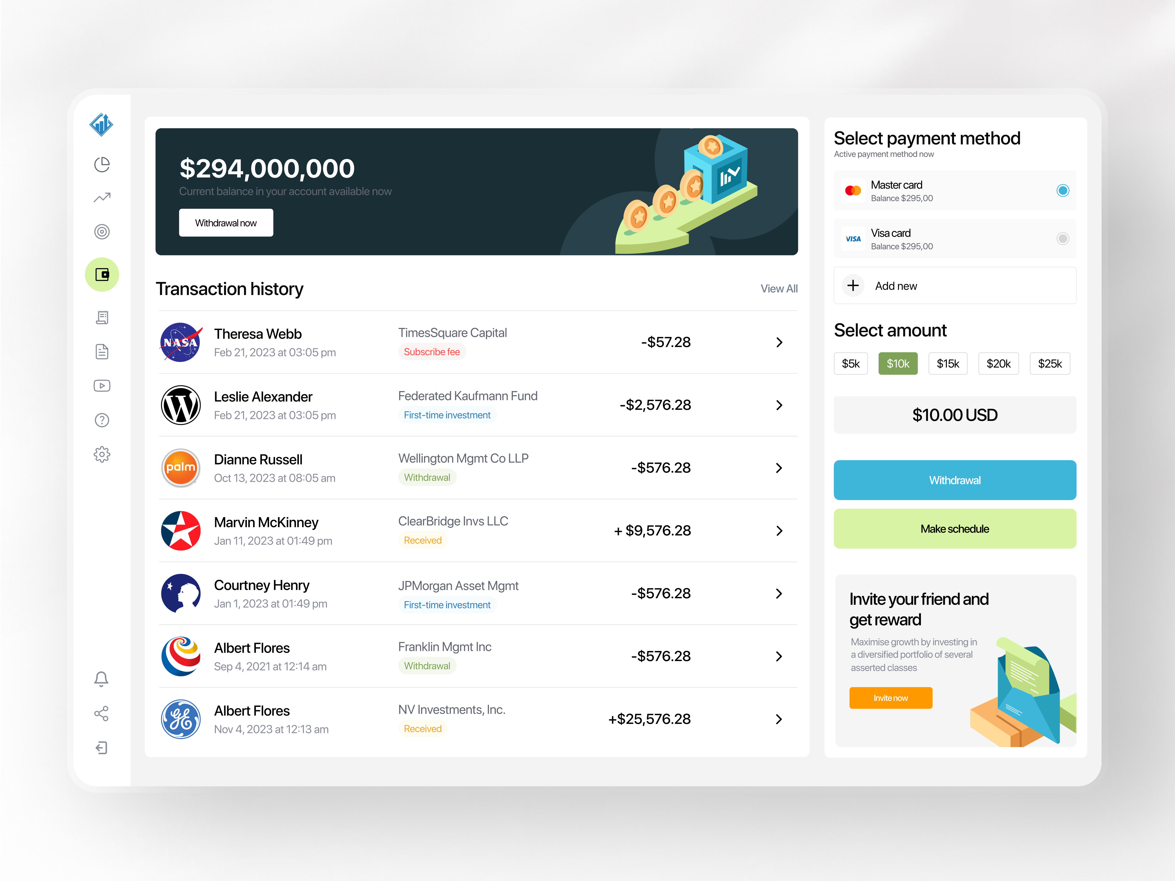 Finvest - Investment Portfolio & Transaction Dashboard Design b2b saas banking ui dashboard design data visualization figma finance app fintech investment dashboard minimal design payment ui portfolio dashboard product design saas transaction ui ui design ux design wealth management web app web design