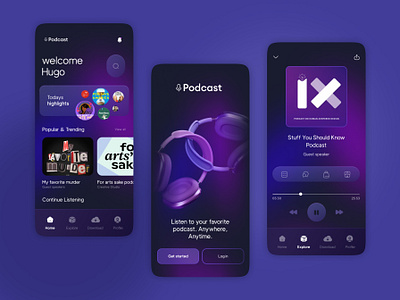 Podcast mobile app app design listen podcast ui user ux ui design