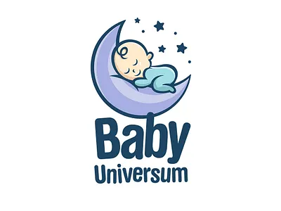 Baby logo design baby branding character design graphic design illustration logo logo design sleep stationery