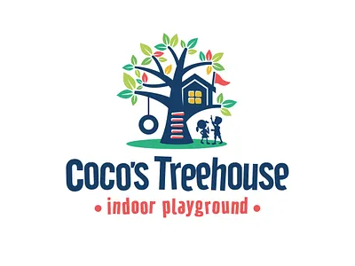 Kids Playground logo design branding childcare children des design graphic design kids kindergarten logo logo design playground stationery tree treehouse youth