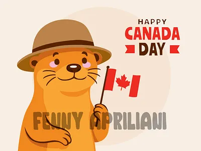 Illustration of a Beaver with Canadian Flag canada canadian celebration country day decoration event festival flag greeting happy holiday independence maple memorial nation national party pride symbol