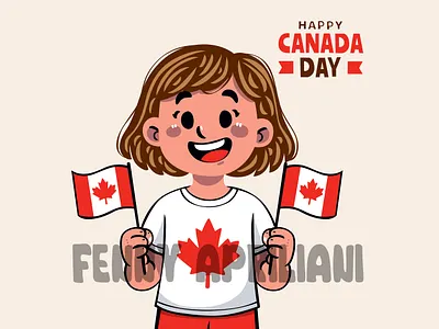 Girl Celebrating Canadian National Day canada canadian celebration country day decoration event festival flag greeting happy holiday independence maple memorial nation national party pride symbol