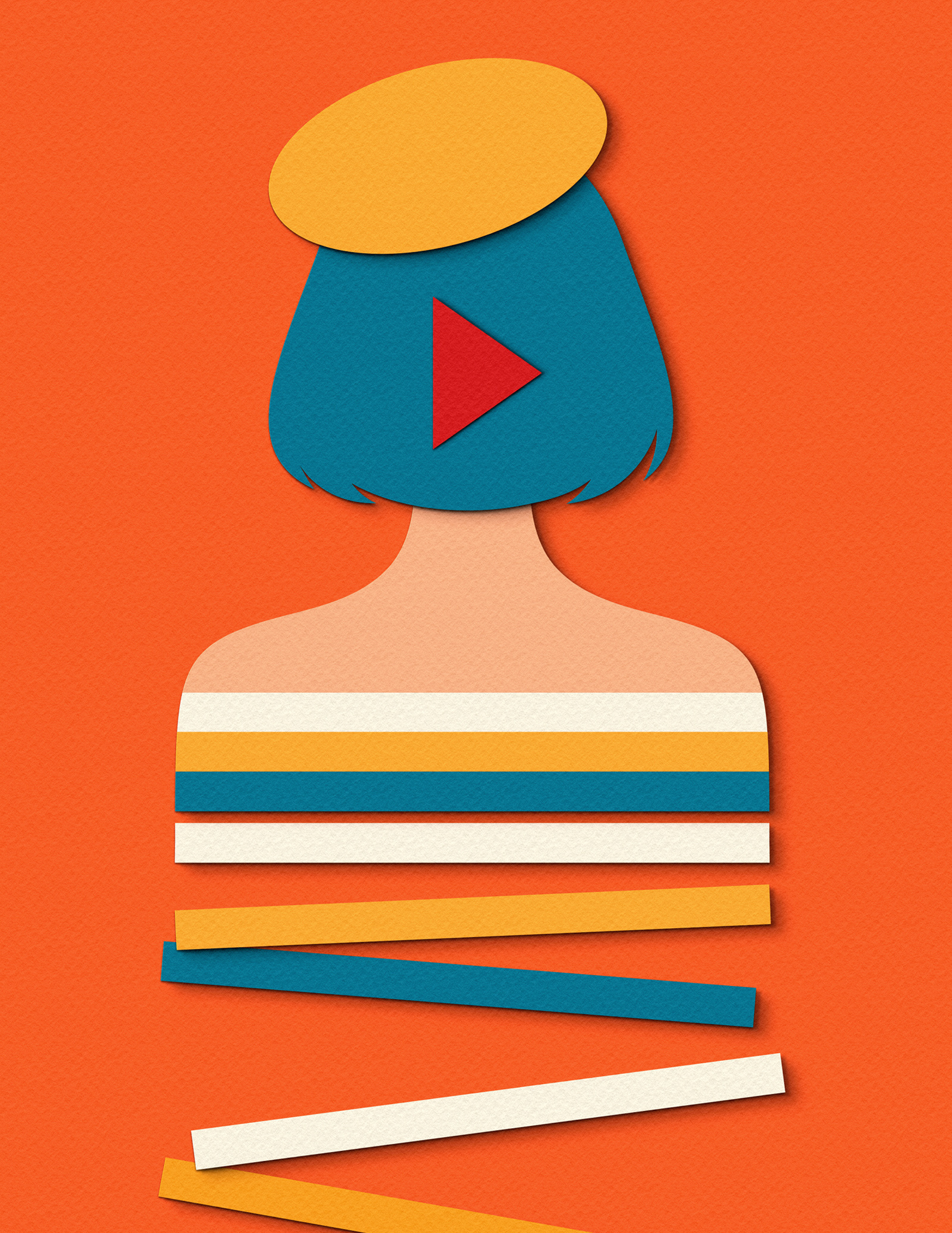 Actes Sud - Mal Lunée actes sud book cover book cover design book cover illustration books conceptual cover illustration design girl illustration mal lunée paper craft papercut publishing social media stripes woman