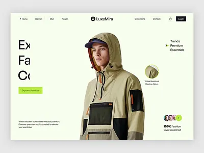 LuxeMira AI Fashion E-Commerce Landing Page UI artificialintelligence cleanui conversionoptimization ecommerce fashionbrand fashiontech figmadesign kineticglyph mehbuburrahman minimalist motiondesign productdesign swissclean uiux userexperience userinterface virtualtryon webdesign webinterface