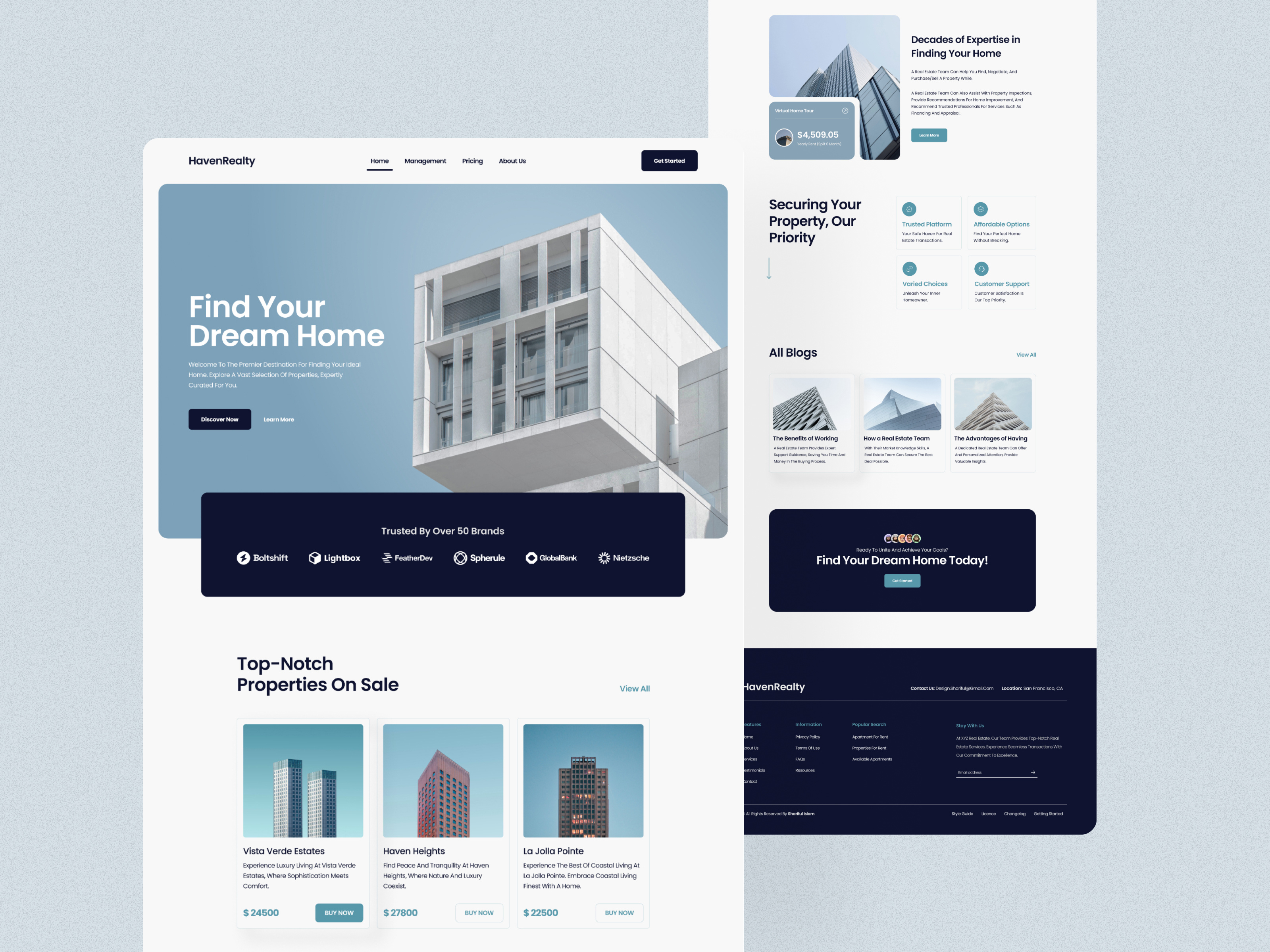 HavenRealty - Landing Page Design design flat minimal real state web trendy ui ux web web ui website design website ui