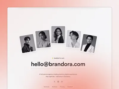 Brandora - Footer section design framer framer ui landing page landing web one page one page web portfolio ui ui design web web design web ui