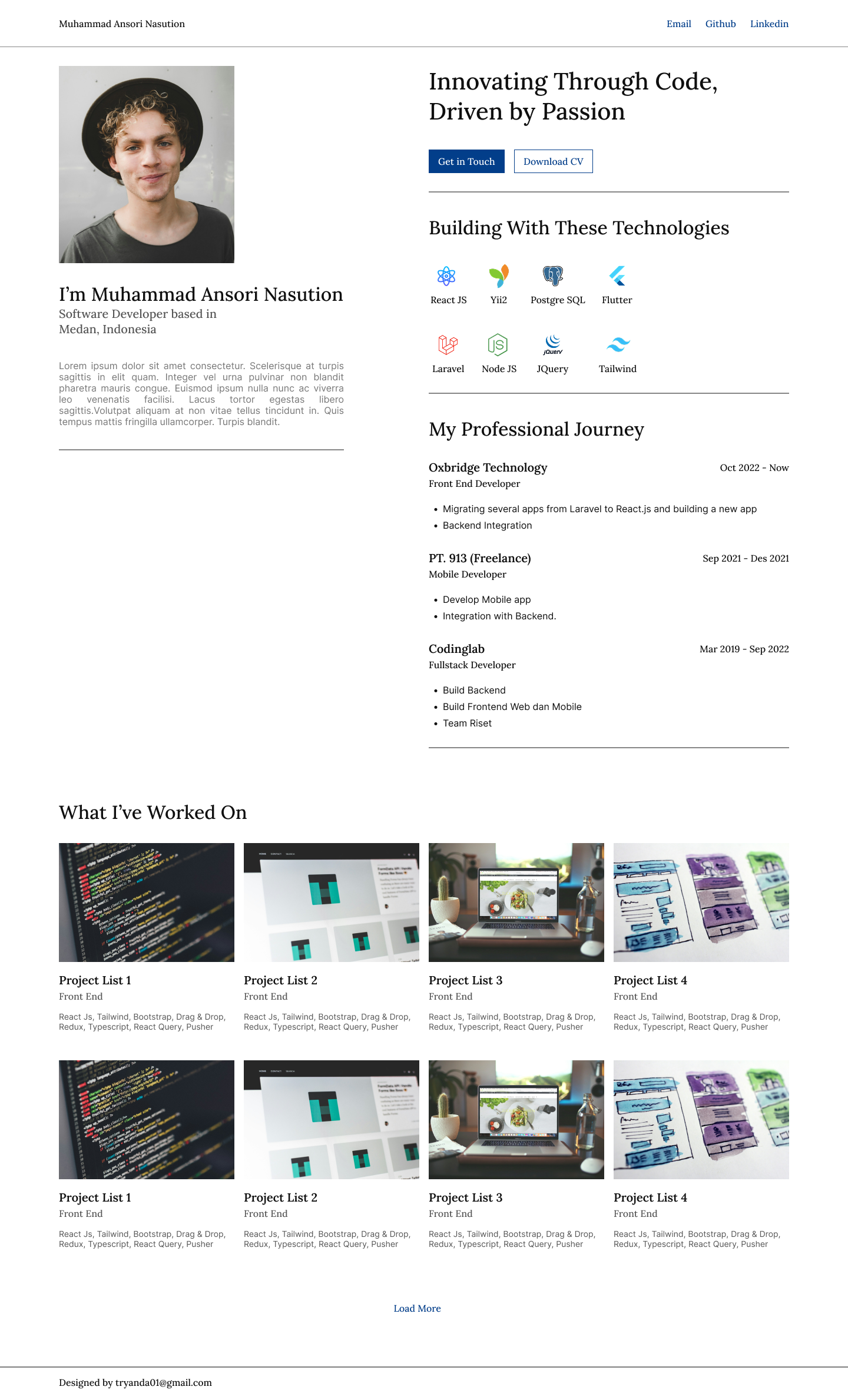 Portfolio Web Design design figma graphic design portfolio ui ux website