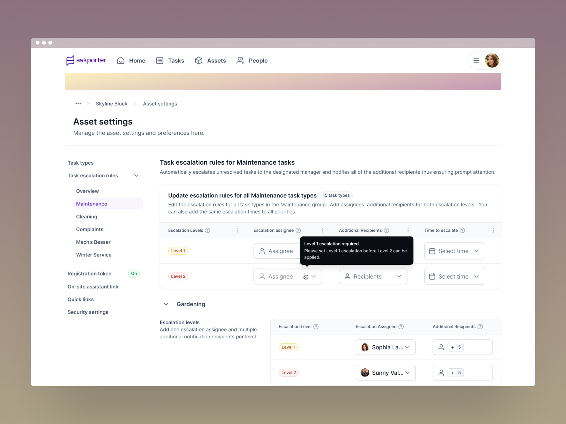 Task Escalation for Askporter admin dashboard b2b collaboration dashboard enterprise software enterprise ux figma management platform operations platform design product design saas task management ui design ux design web app workflow automation workflow design