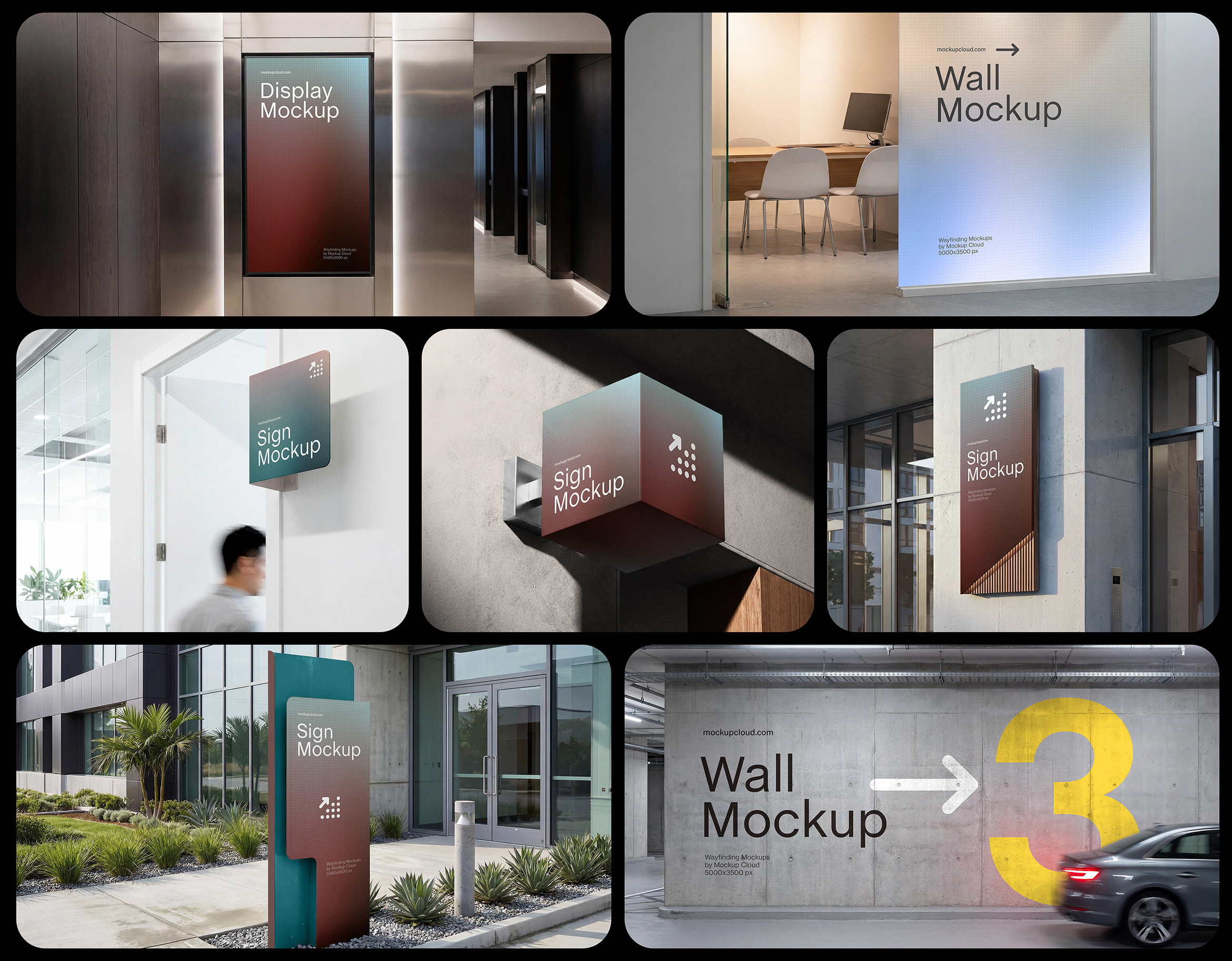 Wayfinding & Signage Branding Mockups / Mark Series 3d animation branding design download free freebie graphic design illustration logo mockup mockup cloud motion graphics ui vector