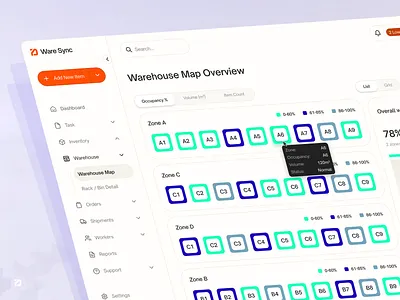 Warehouse Management Dashboard - Layout & Space ai interface product service ui ux web