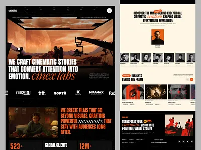 CineX Labs | Cinematic Film Production Studio Landing Page agency website cinematic website cinematography creative agency creative studio film production film studio modern ui movie website portfolio website visual storytelling web design