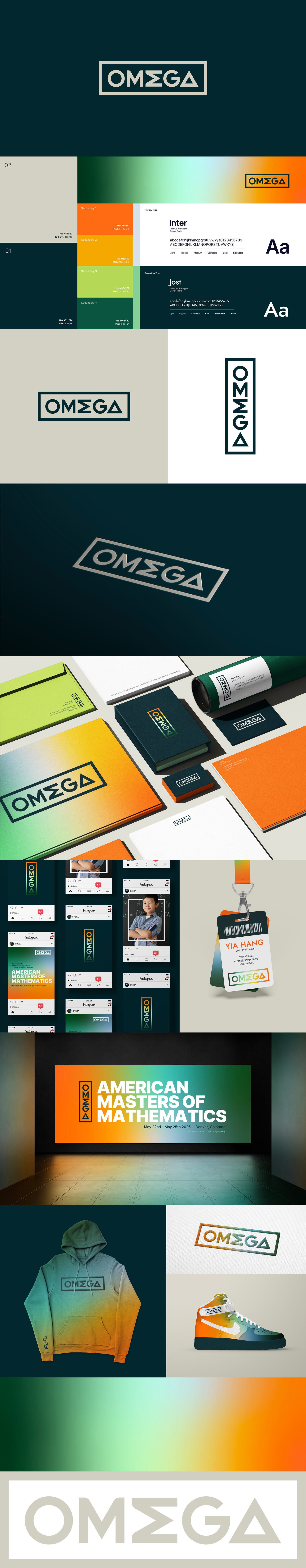 OMEGA Mathmatics brand design branding identity design logo logo design math design mathmatics omega