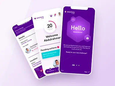 Hayyak - Onboarding app arabic clean colorful design hr illustration minimal product purple ui ux violet