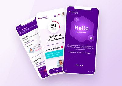 Hayyak - Onboarding app arabic clean colorful design hr illustration minimal product purple ui ux violet