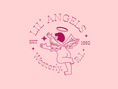 Lil' Angels Logo angel baby baby brand badge brand branding cherub design elegant graphic design heavenly icon illustration logo logo design luxury pink purple sparkle vector