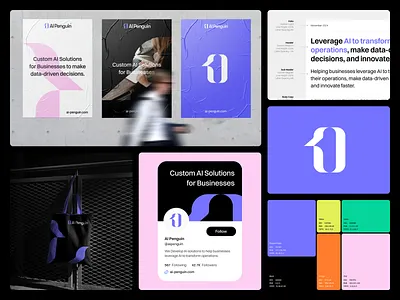 AI Penguin - Brand ai ai branding artificial intelligence brand guidelines brand identity branding color palette graphic design illustration logo mockup penguin poster product branding saas startup typography ui visual identity web design