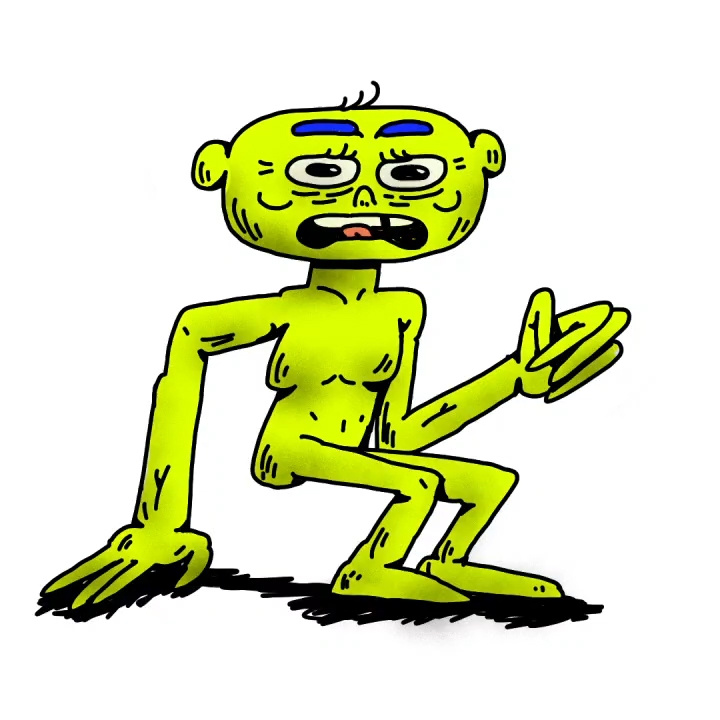 Glitch boy adult swin cartoon character design decoration design doodle drawing illustration illustrations low bro rare sketch toon weird yellow