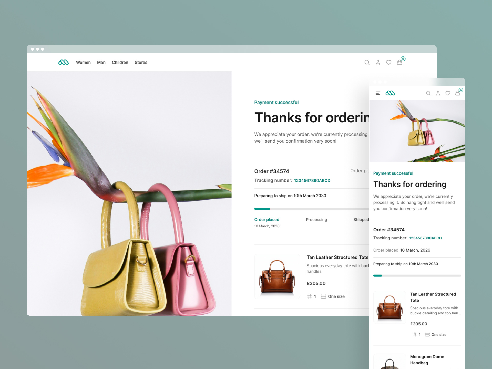 Order Confirmation - Muyro checkout flow checkout ui design systems ecommerce ecommerce design ecommerce ui figma mobile design mobile ui muyro order confirmation order tracking product design responsive design shopping experience ui design ui kit ux design web app web design