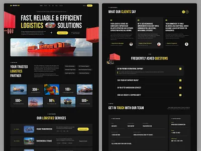 Logistics-Lion — Dark Logistics Website UI/UX Template branding cargo creative design illustration logistics logistics website ui ui ux user experience design user interface design ux website design