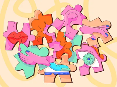 Pieces of you 2d character concept design illustration vector visual
