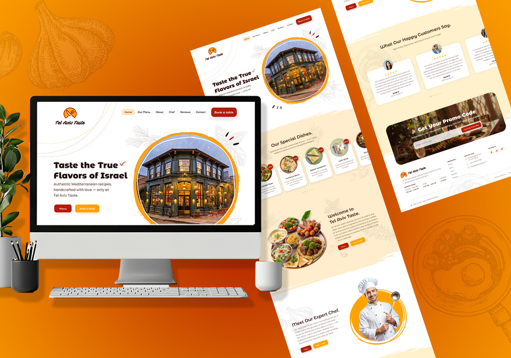 Restaurant & Café Landing Page Design and Development figma frontend development landing page design responsive web design tailwind css ui uiux design ux