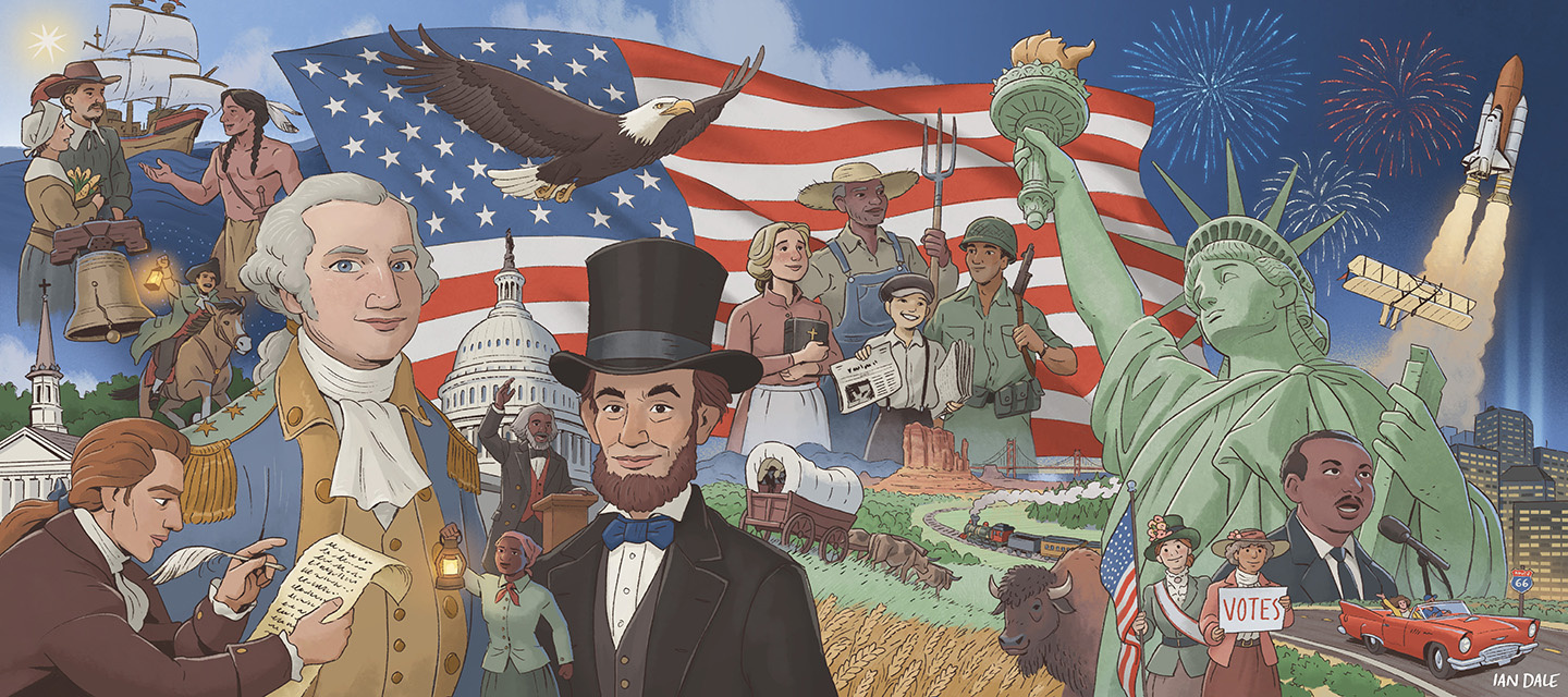 History of America Puzzle characters digital painting drawing illustration photoshop product puzzle