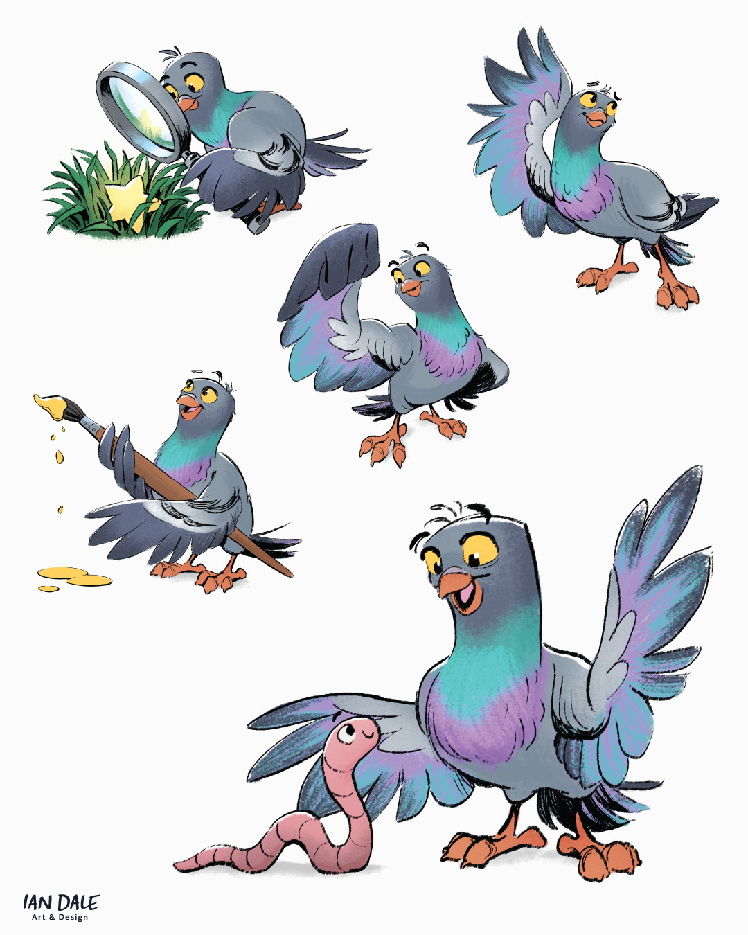 PJ the Pigeon animal bird character character design illustration
