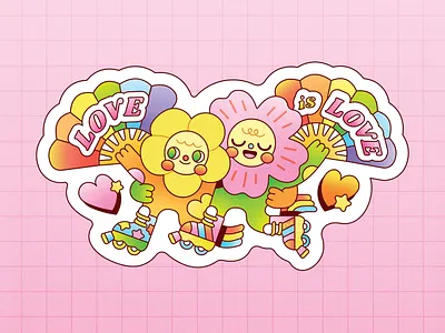 Love Is Love Illustration character illustration colorful illustration cute illustration design digital illustration flat illustration illustrator joyful kawaii illustration love is love love yourself pride art pride illustration pride love product illustration proud sticker design sticker illustration vector
