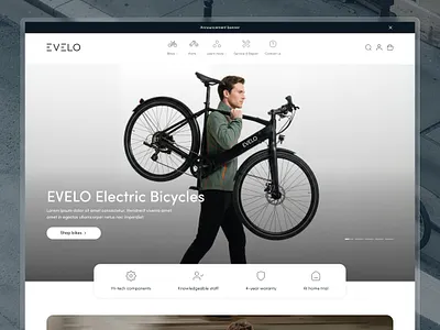 EVELO—Website Design and Development: premium e-bikes branding design graphic design homepage logo shopify ui ux website