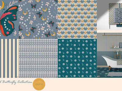 Boho Celestial Butterfly Collection home decor designer illustrator seamless surface pattern surface pattern design