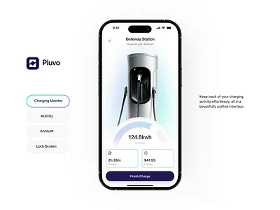 Pluvo - EV Charging Mobile App Design UI/UX app design app interface app ui case study concept design digital product figma design interaction design mobile app design mobile ui modern ui onboarding design product design sumunar ui design ui ux user experience user flow user interface ux design