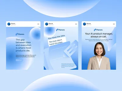 Social Media & Collateral Design for Planora - AI Manager aimanager app branding design graphic design logo productdesign socialmedia template typography ui