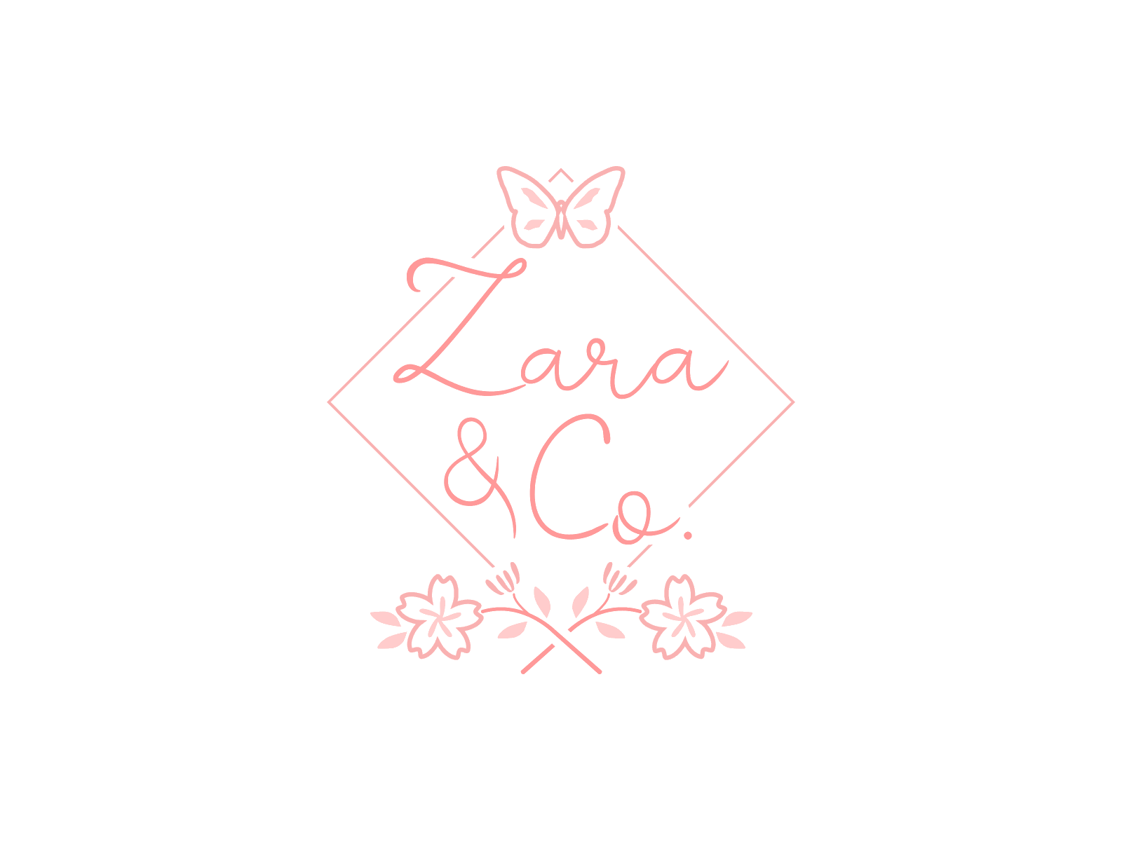 Zara & Co. brand design brand identity branding butterfly design feminine flower geometric graphic design lettering logo logo design logo lockup logo series non-profit pink type design typography