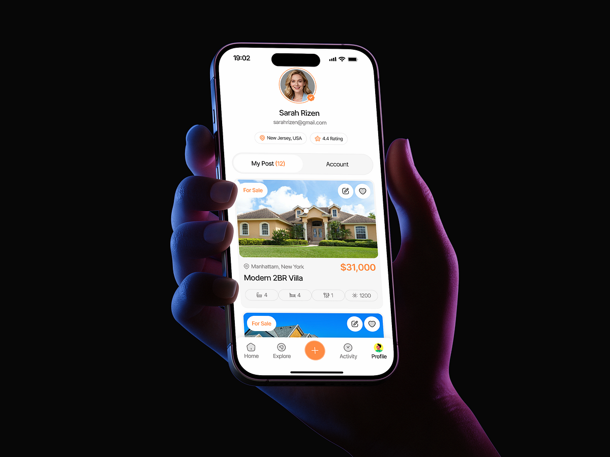 Real Estate App User Profile UI Image 0
