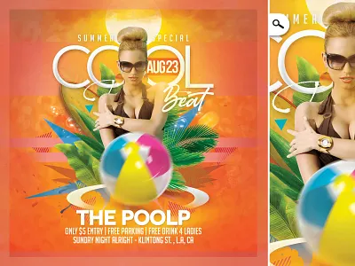 Cool Summer Party Flyer beach club cocktail cool dj event exotic flyer holidays music night party pool school break seasonal summer theme themed tropical vacation