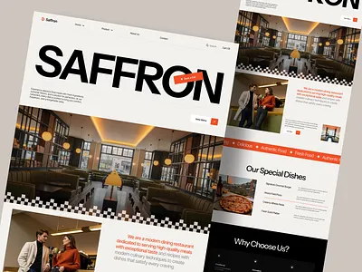 Saffron — Restaurant Website UI/UX Design | Figma | Food & Hosp branding design conversion design dining experience figma design food website hospitality design landing page menu design product design responsive web design restaurant branding restaurant website design saffron ui ui design visual identity web design website ui