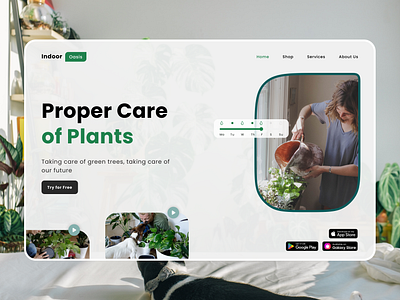 Indoor Oasis - Proper Care of Plants illustration mobile app mockup plant ui ui design