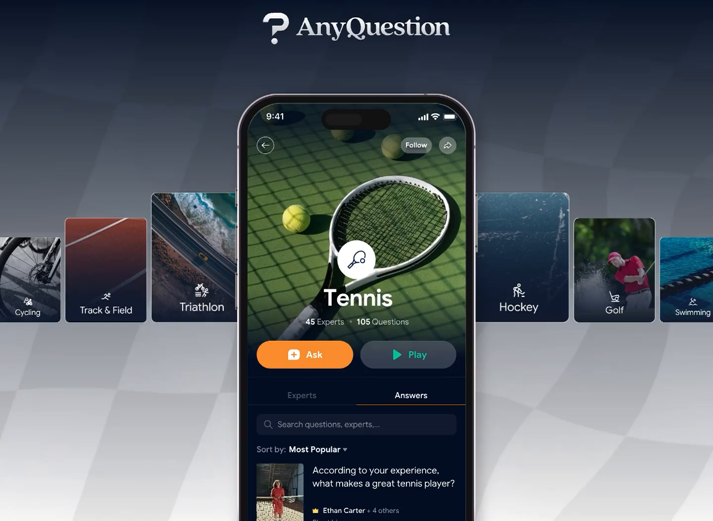 Example of AnyQuestion | Sports Expert Platform Concept 🎾🏒