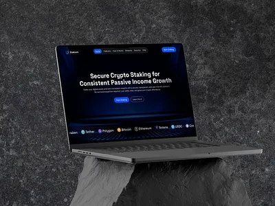 Secure Crypto Staking Platform UI for Passive Income. blockchain crypto crypto landing page crypto ui defi design figma design finance website fintech futuristic design graphic design investment landing page modern saas staking ui ui design uistaking platform web3 website design