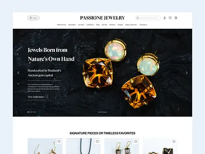 Passione Jewelry - Landing page diamond earrings ecommercedesign gold jewellery jewelrybrand luxury luxurydesign premium redesign ring silver ui uidesign webdesign
