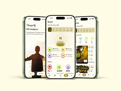 Vitals - AI Wellness App ai breakfast dieat dinner food good food guide health healthapp lunch nutrition score welbeing wellness wellnessdesign