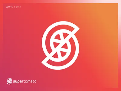 SuperTomato - Symbol Design ai automation beverage branding food gradient line logo logodesign logodesigner mark minimal robot robotics super symbol tech tomato