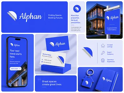 Alphan | Real Estate Brand Identity, Logo & Full Visual System brand identity brand identity system branding design geometric logo graphic design identity design logo logo archive logo design logo mark minimal modern modern branding modern logo property brand real estate branding real estate logo vector visual identity