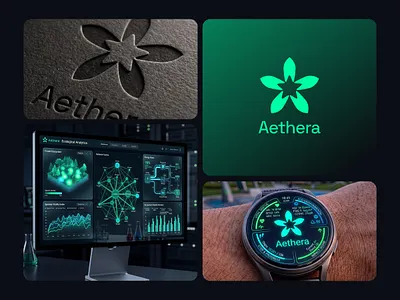 Aethera | Biotech & Smart Ecosystem Brand Identity biotech brand design brand guidelines brand identity branding corporate identity eco branding futuristic logo green tech logo design logo inspiration logomark minimalist logo mockup modern logo smart city sustainability tech logo typography visual identity