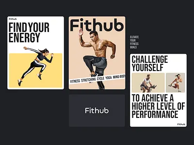 Fithub - Modern Fitness Poster Campaign brand brand identity branding campaign design fitness fitness branding graphic design identity landing page poster design sports typography visual identity