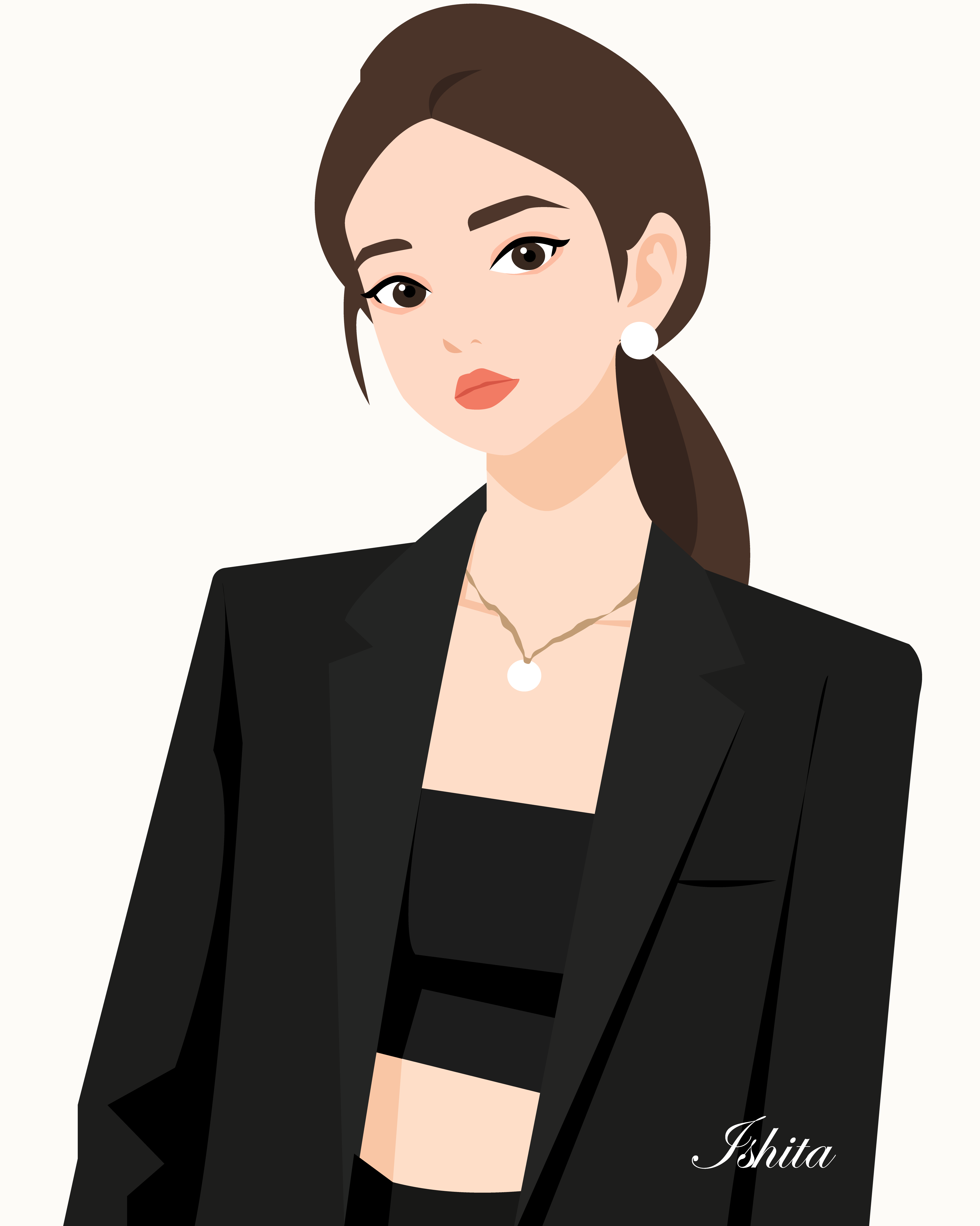 Stylish portrait of a young woman design graphic design illustration minimalist vector