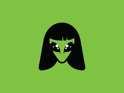 Alien Girl Or Cosmic Belle Logo alien beauty belle branding cosmic design eyes face futuristic girl graphic design hair letter a logo vector