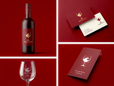 WineWave logo design_for sale beverage branding elegant logo luxury premium shield tasting wave wine winery